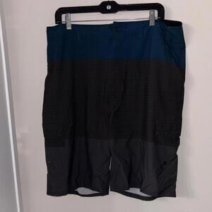 Men's Ocean Current Teal and Black Striped Shorts